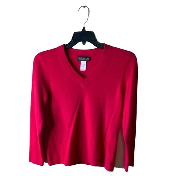 Jones New York 100% Cashmere Sweater Women Size Petite Large Long Sleeves V-neck - Picture 1 of 5